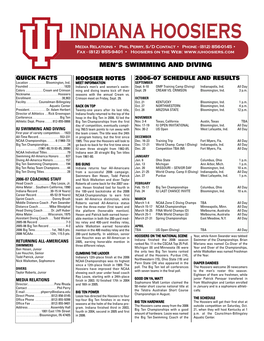 INDIANA HOOSIERS Media Relations • Phil Pe Rry, S/D Contact • Phone - (812 ) 8 5 6 - 0145 • Fax - (812) 855-9401 • Hoosiers on the Web