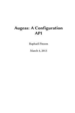 Augeas: a Configuration API