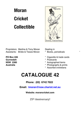 CATALOGUE 42 Moran Cricket Collectible S