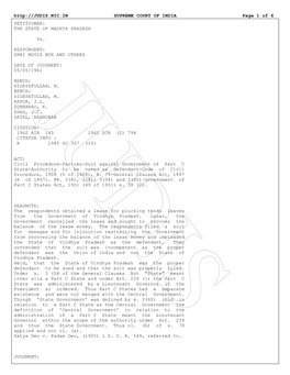 SUPREME COURT of INDIA Page 1 of 6 PETITIONER: the STATE of MADHYA PRADESH