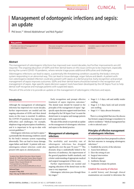 Management of Odontogenic Infections and Sepsis: an Update