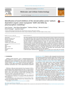 Identification of Novel Inhibitors of the Steroid Sulfate Carrier 'Sodium