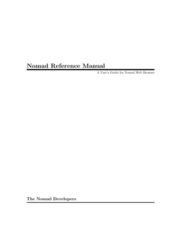Nomad Reference Manual a User’S Guide for Nomad Web Browser