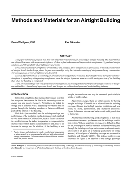 Methods and Materials for an Airtight Building