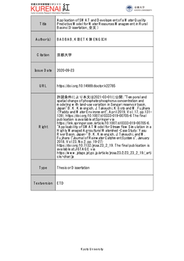 Title Application of SWAT and Development of a Water Quality