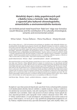 Okr. Blansko) a Výpověď Jeho Kulturně-Chronologického, Sémantického a Environmentálního Kontextu