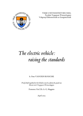 The Electric Vehicle: Raising the Standards