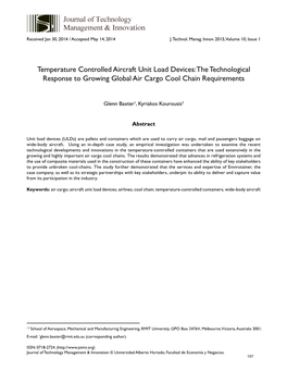 Temperature Controlled Aircraft Unit Load Devices: the Technological Response to Growing Global Air Cargo Cool Chain Requirements