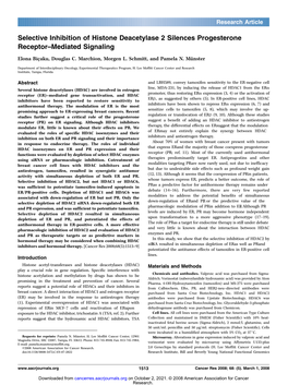 Selective Inhibition of Histone Deacetylase 2 Silences Progesterone Receptor–Mediated Signaling