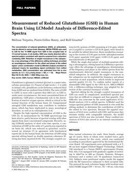 Measurement of Reduced Glutathione (GSH) in Human Brain Using Lcmodel Analysis of Difference-Edited Spectra