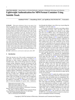 Lightweight Authentication for MP4 Format Container Using Subtitle Track