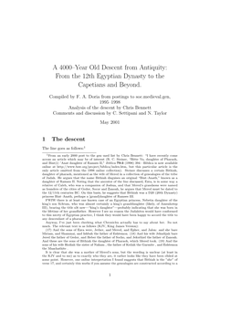 A 4000–Year Old Descent from Antiquity: from the 12Th Egyptian Dynasty to the Capetians and Beyond