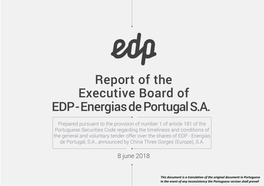 Report of the Executive Board of Directors EDP – Energias De Portugal, S.A