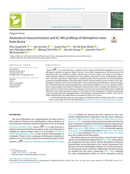 Anatomical Characterization and LC-MS Profiling of Adenophora