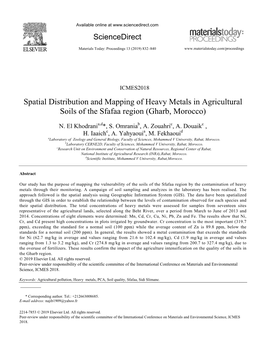 Spatial Distribution and Mapping of Heavy Metals in Agricultural Soils of the Sfafaa Region (Gharb, Morocco)