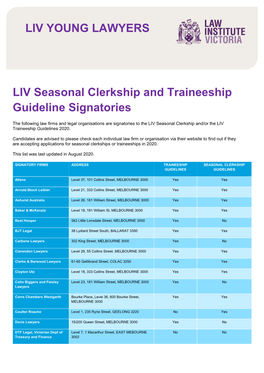 LIV YOUNG LAWYERS LIV Seasonal Clerkship and Traineeship