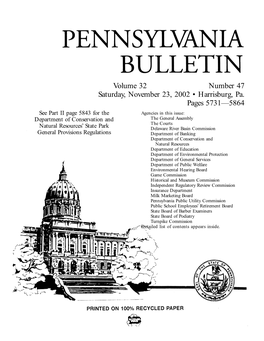 Volume 32 Number 47 Saturday, November 23, 2002 • Harrisburg, Pa