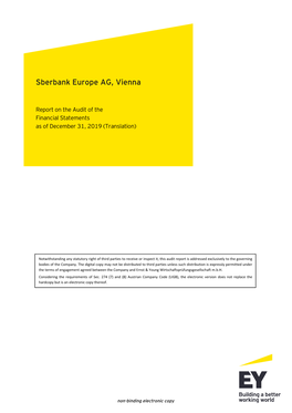 Sberbank Europe AG Financial Statement 2019