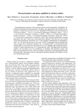 Thermochemistry and Phase Equilibria in Calcium Zeolites