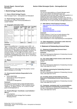 Periodic Reporting Cycle 2, Section II