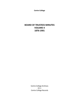 Board of Trustees Minutes Volume 4 1876-1901