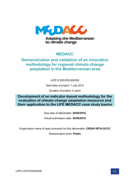 MEDACC Demonstration and Validation of an Innovative Methodology for Regional Climate Change Adaptation in the Mediterranean Area