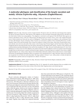 A Molecular Phylogeny and Classification of the Largely Succulent and Mainly African Euphorbia Subg