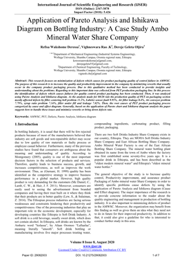 Application of Pareto Analysis and Ishikawa Diagram on Bottling Industry: a Case Study Ambo Mineral Water Share Company