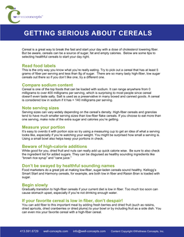 Getting Serious About Cereals