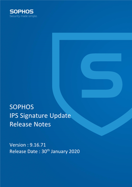 SOPHOS IPS Signature Update Release Notes