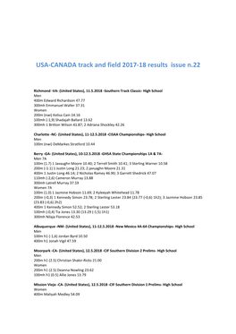 USA-CANADA Track and Field 2017-18 Results Issue N.22