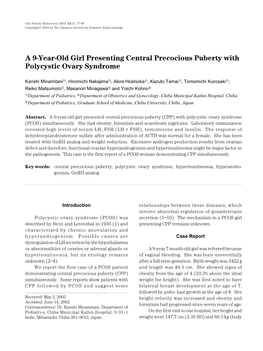 A 9-Year-Old Girl Presenting Central Precocious Puberty with Polycystic Ovary Syndrome