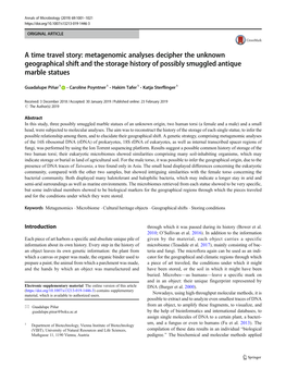 A Time Travel Story: Metagenomic Analyses Decipher the Unknown Geographical Shift and the Storage History of Possibly Smuggled Antique Marble Statues