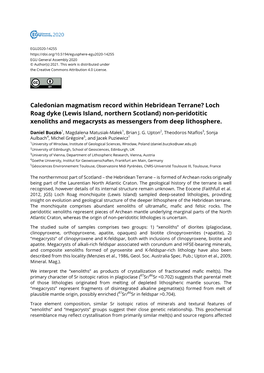 Caledonian Magmatism Record Within Hebridean Terrane? Loch Roag