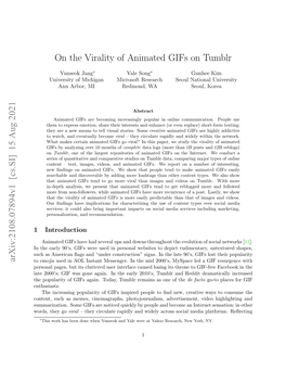 On the Virality of Animated Gifs on Tumblr Arxiv:2108.07894V1 [Cs.SI