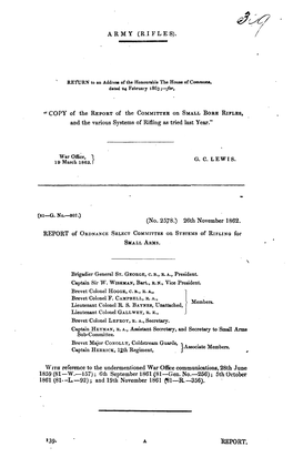 REPORT of the COMMITTEE on SMALL BORE RIFLES, and the Various Systems of Rifling As Tried Last Year.