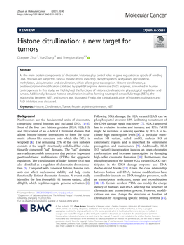 Histone Citrullination: a New Target for Tumors Dongwei Zhu1,2, Yue Zhang1* and Shengjun Wang1,2*
