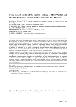 Using the 3D-Model of the Vienna Hofburg to Store Written and Pictorial Historical Sources from Collections and Archives