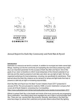 Annual Report Fra Dark Sky Community and Park Møn & Nyord