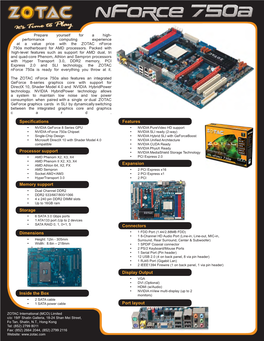 Processor Support Specifications Memory Support