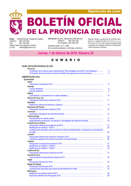 BOLETÍN OFICIAL DE LA PROVINCIA DE LEÓN Edita: Imprenta Provincial