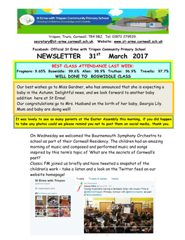 NEWSLETTER 31St March 2017