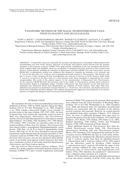 Article Taxonomic Revison of the Basal Neornithischian Taxa Thescelosaurus and Bugenasaura