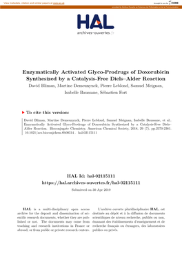 Enzymatically Activated Glyco-Prodrugs of Doxorubicin