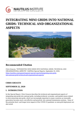 Integrating Mini Grids Into National Grids: Technical and Organizational Aspects