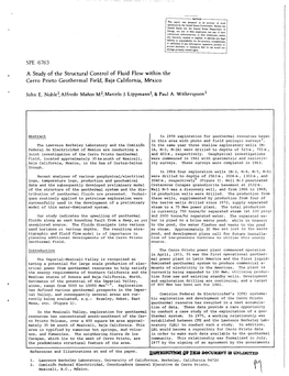 A Study of the Structural Control of Fluid Flow Within the Cerro Prieto Geothermal Field, Baja California, Mexico