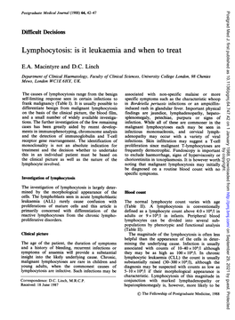 Lymphocytosis: Is It Leukaemia and When to Treat