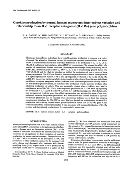 Cytokine Productionby Normal Human Monocytes: Inter