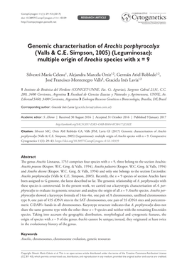 Genomic Characterisation of Arachis Porphyrocalyx (Valls & C.E