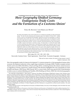 Endogenous Trade Costs and the Formation of a Customs Union